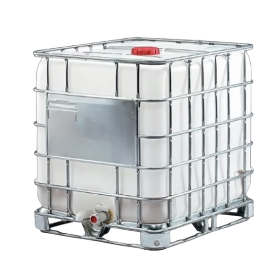 1000L IBC tote on steel cage and pallet base